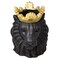 Kingston Living Lion Face Planter with Crown - 9" - Black and Gold